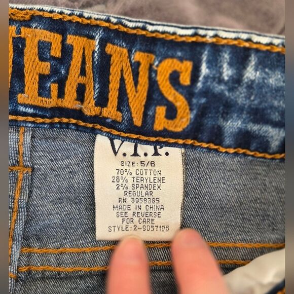 VIP Distressed Skinny Blue Jeans - Picture 7 of 11